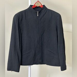 1990s Y2K Women's 12 Petite Lauren Ralph Lauren Grey Worsted Wool Jacket